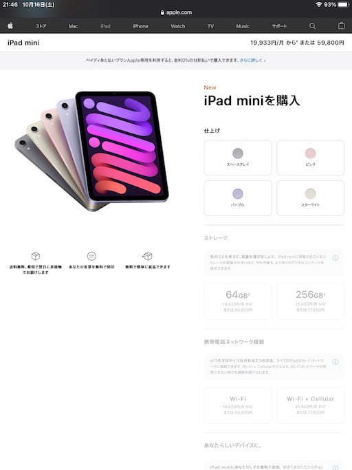 iPad mini 64GB 256GB どっち